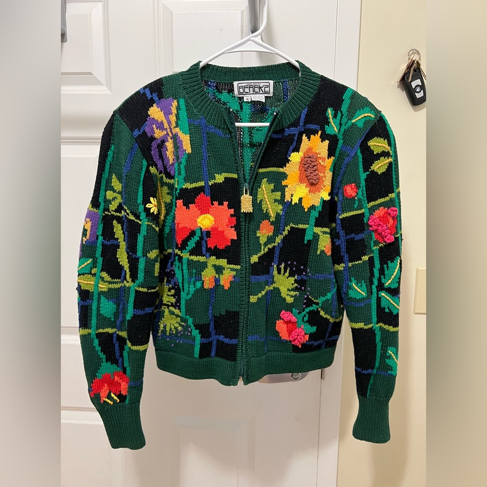 3D Flower Hand knitted cardigan 100% cotton